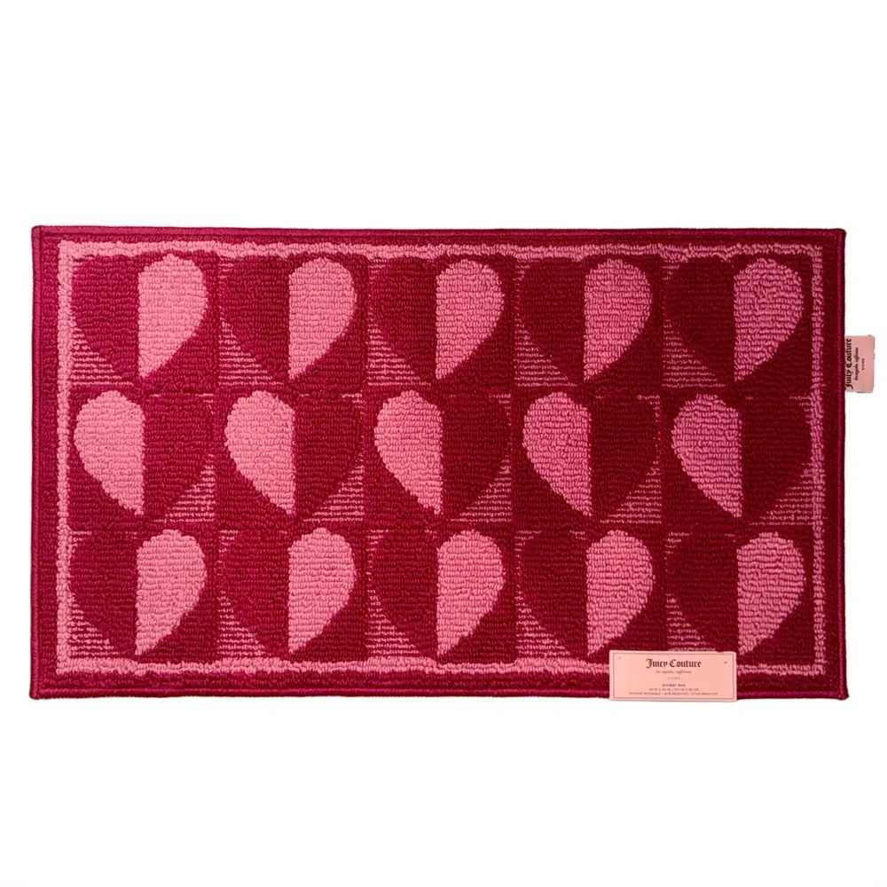 **SOLD** Juicy Couture Home Valentine’s Day Decor Hot Pink Hearts Accent Rug - Picture 1 of 7